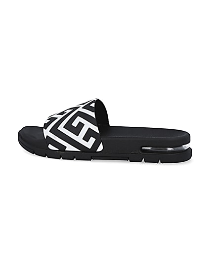 360 degree animation of product Black geometric print bubble sole sliders frame-4