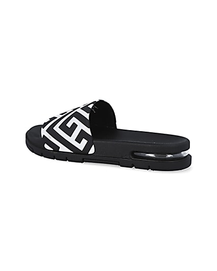360 degree animation of product Black geometric print bubble sole sliders frame-5