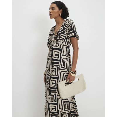 river island black and cream dress Cream Cotton Embroidered Mini Shirt Dress