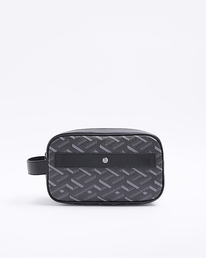 Black geometric washbag