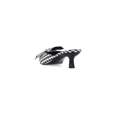 360 degree animation of product Black gingham heeled shoes frame-7