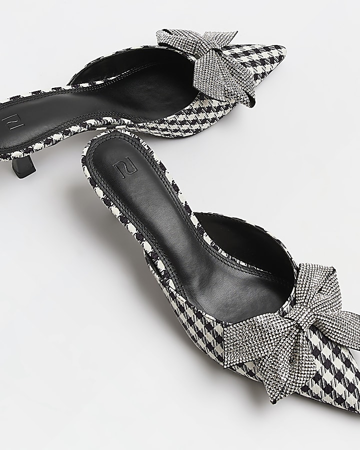 Black gingham heeled shoes