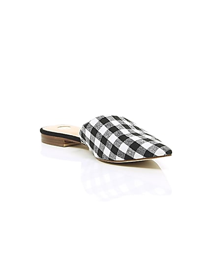 360 degree animation of product Black gingham print pointed mules frame-6