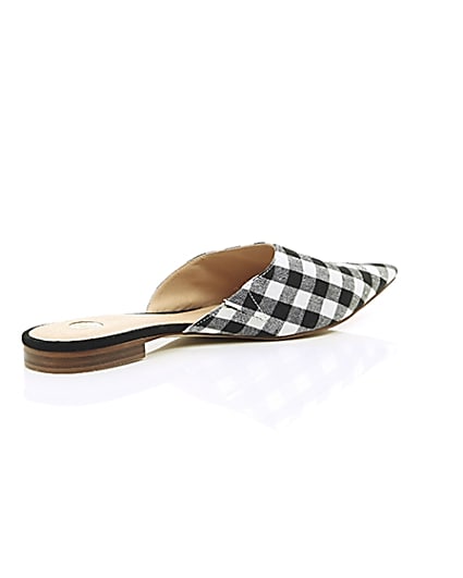 360 degree animation of product Black gingham print pointed mules frame-12