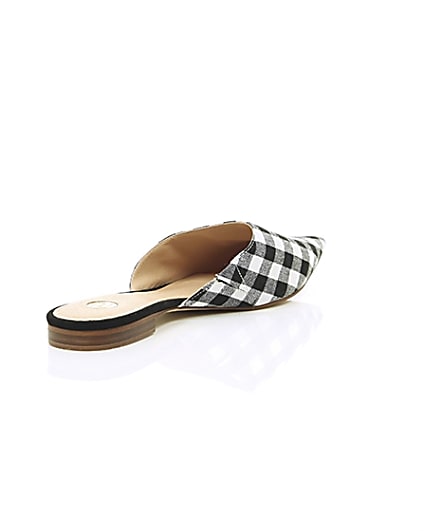 360 degree animation of product Black gingham print pointed mules frame-13