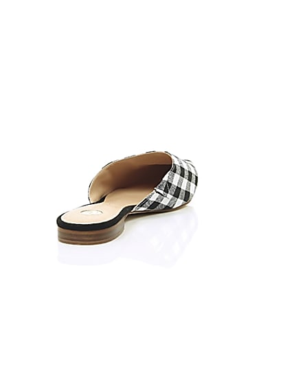360 degree animation of product Black gingham print pointed mules frame-14