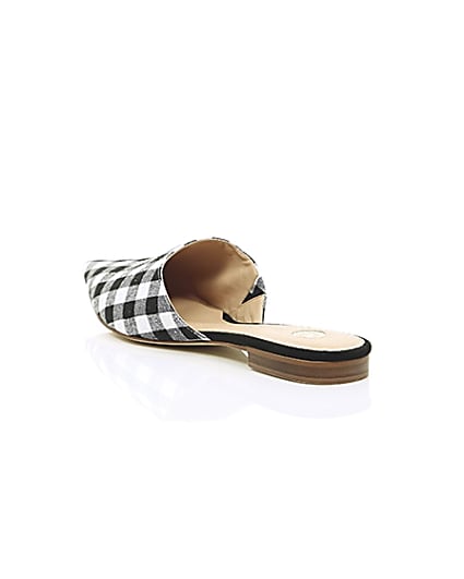 360 degree animation of product Black gingham print pointed mules frame-18