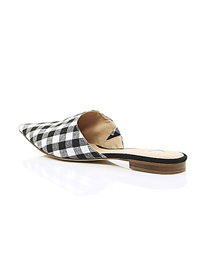 360 degree animation of product Black gingham print pointed mules frame-19