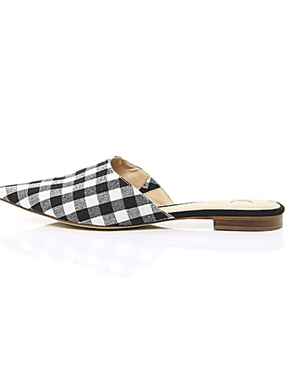 360 degree animation of product Black gingham print pointed mules frame-21
