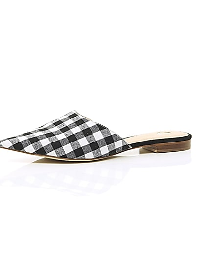 360 degree animation of product Black gingham print pointed mules frame-23