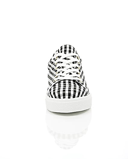 360 degree animation of product Black gingham print trainers frame-4