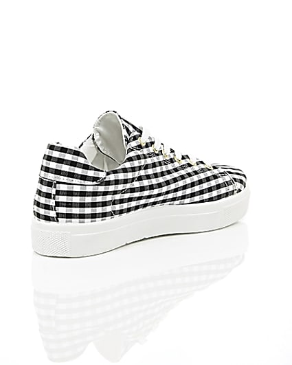 360 degree animation of product Black gingham print trainers frame-13