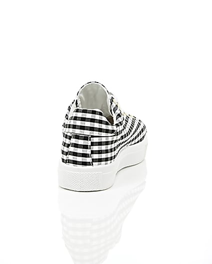 360 degree animation of product Black gingham print trainers frame-15