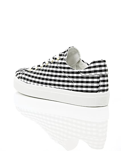 360 degree animation of product Black gingham print trainers frame-19