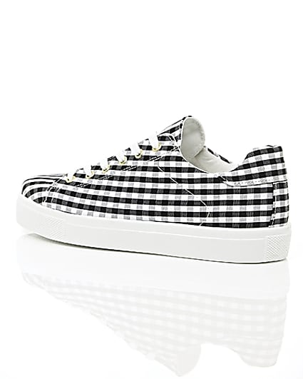 360 degree animation of product Black gingham print trainers frame-20