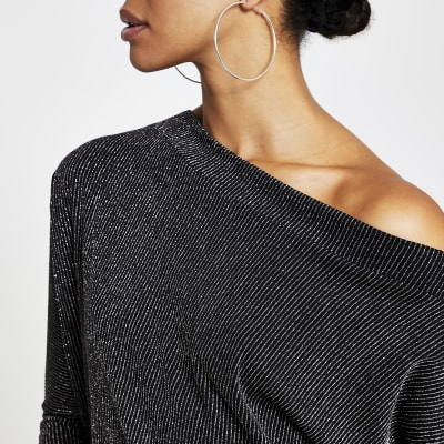 black glitter long sleeve top