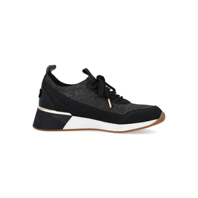 Ladies black glitter store trainers