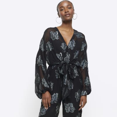 5212226 Black Floral Jumpsuit