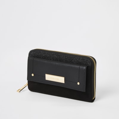 black zip around purse