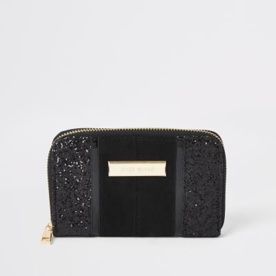 black zip around purse