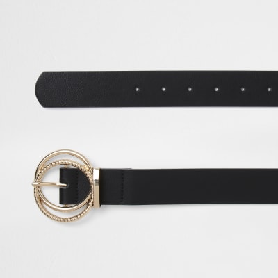 Black gold buckle belt