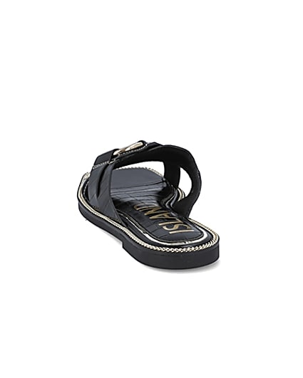 360 degree animation of product Black gold buckle cross sandals frame-8