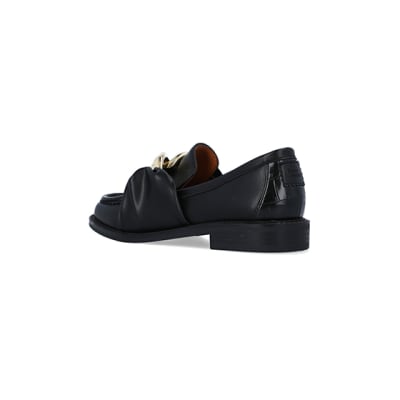 360 degree animation of product Black gold chain detail loafers frame-6
