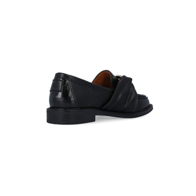 360 degree animation of product Black gold chain detail loafers frame-12
