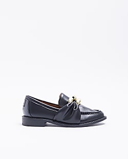 Black gold chain detail loafers
