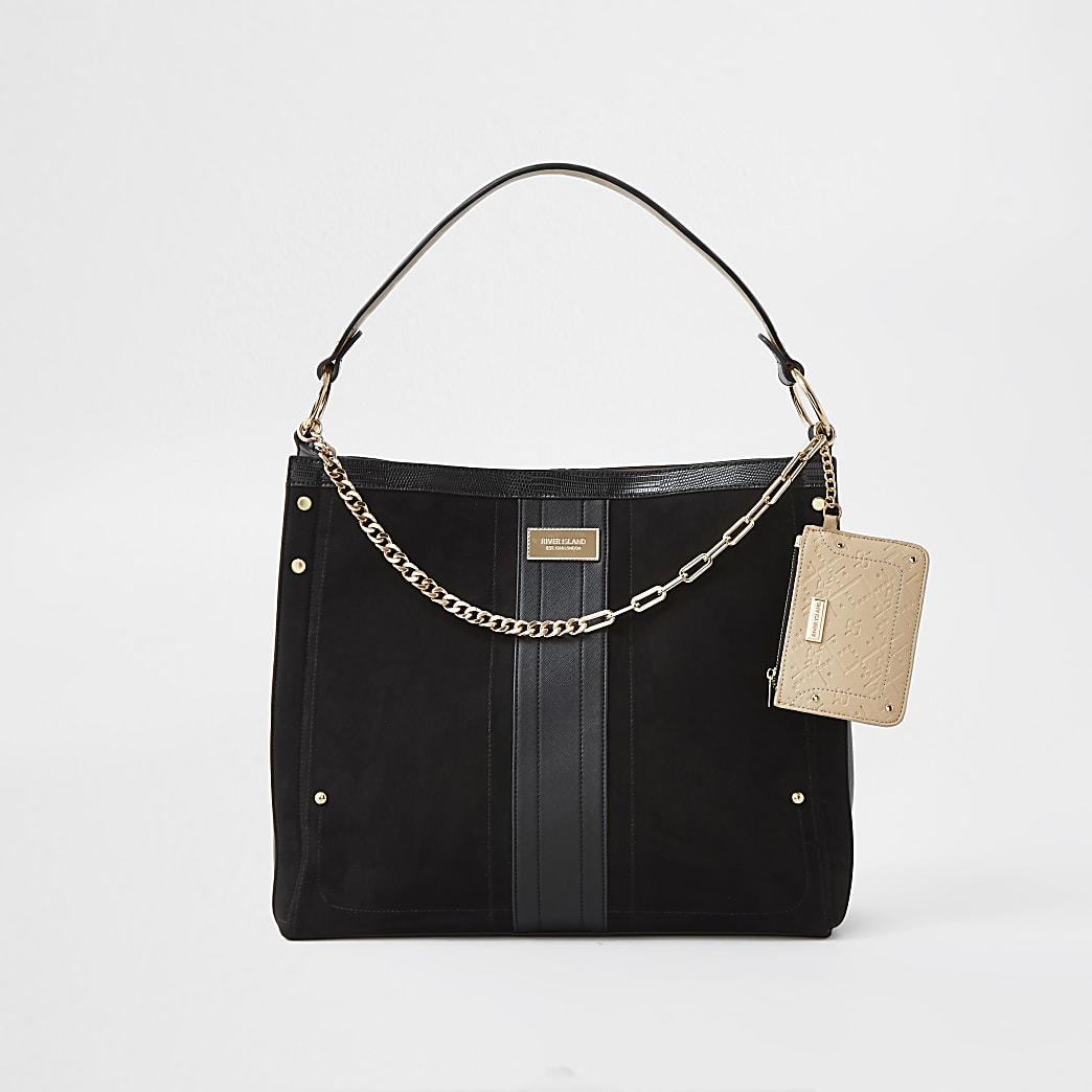 Black gold chain with mini pouch slouch bag | River Island