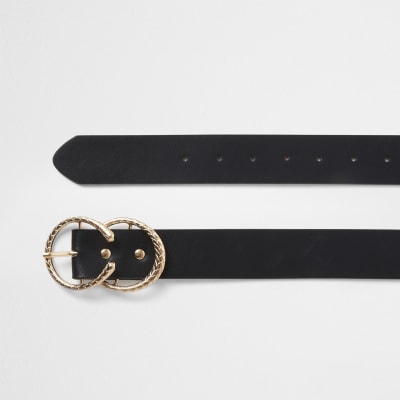 Black gold textured circle belt
