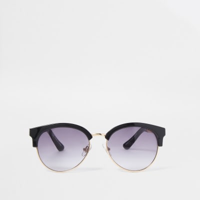 Black gold tone chain trim sunglasses River Island