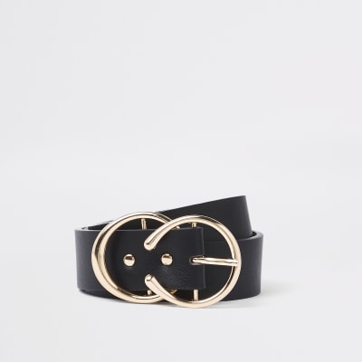 Black gold tone horseshoe belt