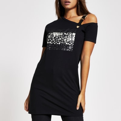 one shoulder t shirt dress