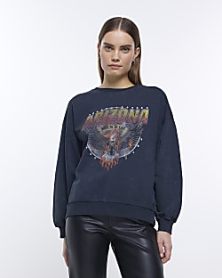 Black graphic print sweatshirt