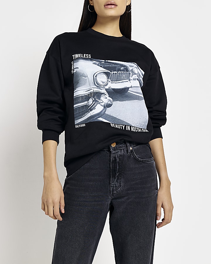 Black graphic print sweatshirt