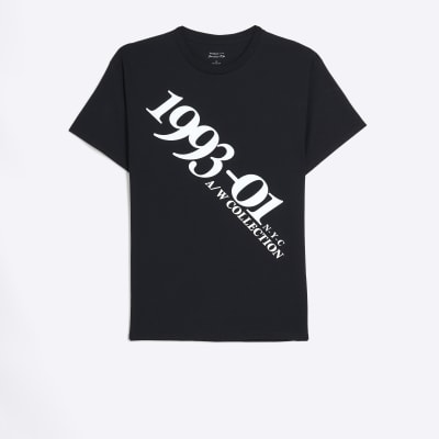 Black graphic tshirt River Island