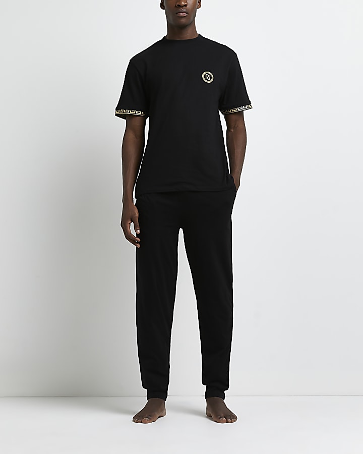 Black Greek t-shirt and jogger pyjama set