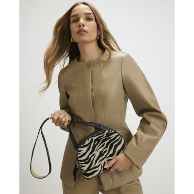 Black Hair on Leather Zebra Cross Body Bag