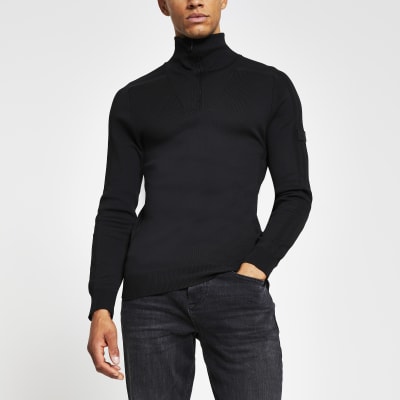 muscle fit knitted jumper