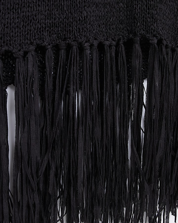 Black halter neck knit midi dress