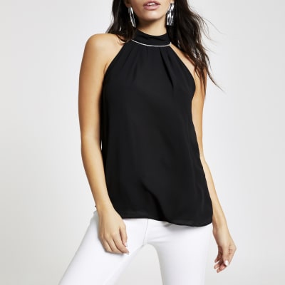 black halter top shirt