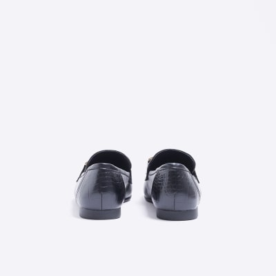 Black heart chain loafers