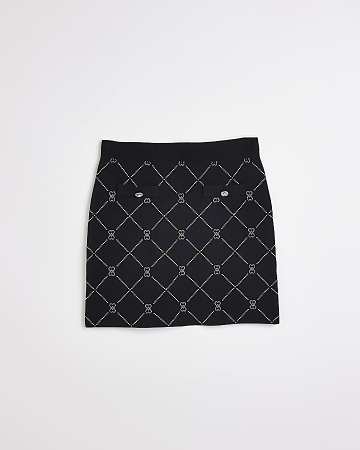 Black heart knit mini skirt