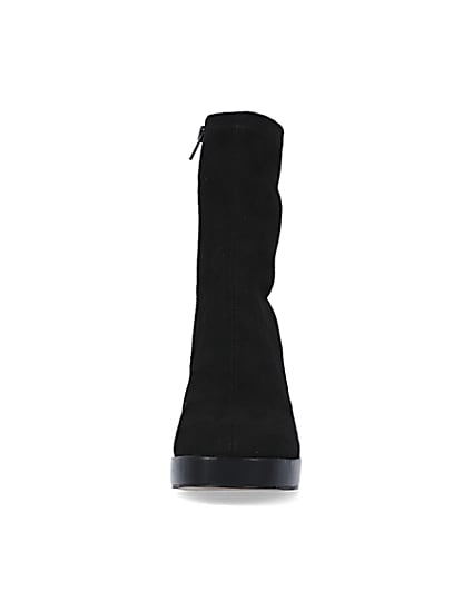 360 degree animation of product Black heeled ankle sock boots frame-21