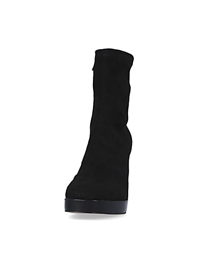 360 degree animation of product Black heeled ankle sock boots frame-22
