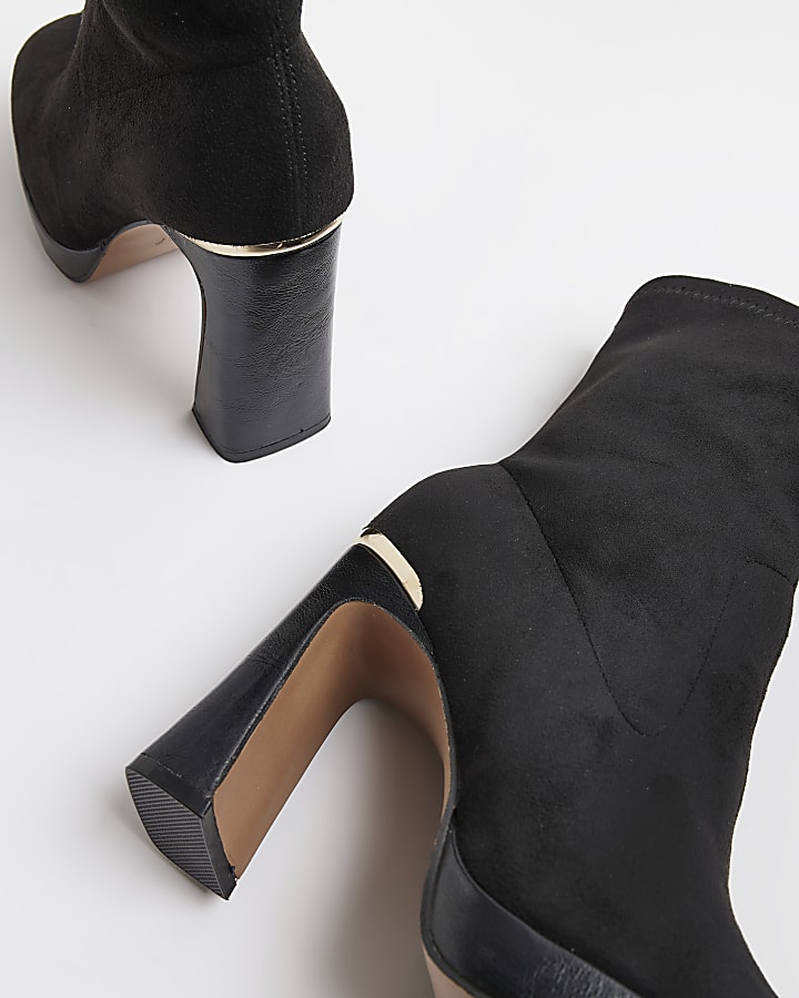 Black heeled ankle sock boots
