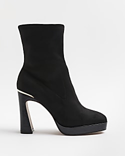 Black heeled ankle sock boots