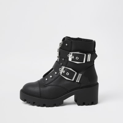 river island black biker boots