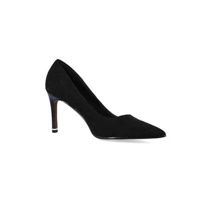 Black heeled court shoes | River Island